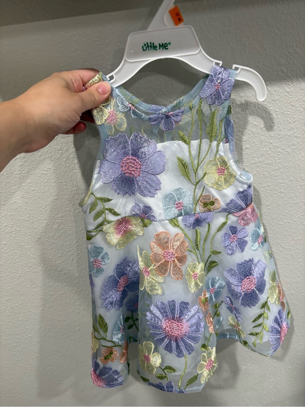 Nina Pastel Floral Embroidered Organza Dress - Lavender, Pink, Mint, Peach, Blue
